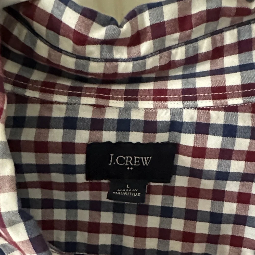 J. Crew Men's Checkered Button Down Shirt - Red and Navy
